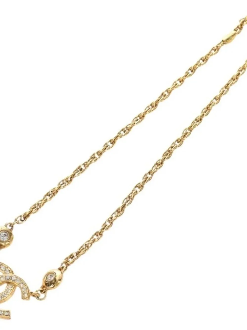 CHANEL COCO Mark Necklace metal Gold Tone CC Auth 186060M